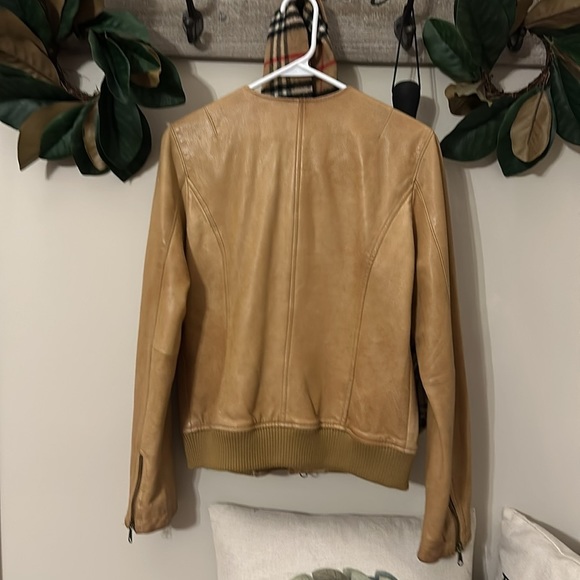 Used Tan Leather Motorcycle Style Gap Jacket - Picture 6 of 17